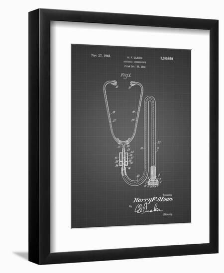 PP1066-Black Grid Stethoscope Patent Poster-Cole Borders-Framed Giclee Print