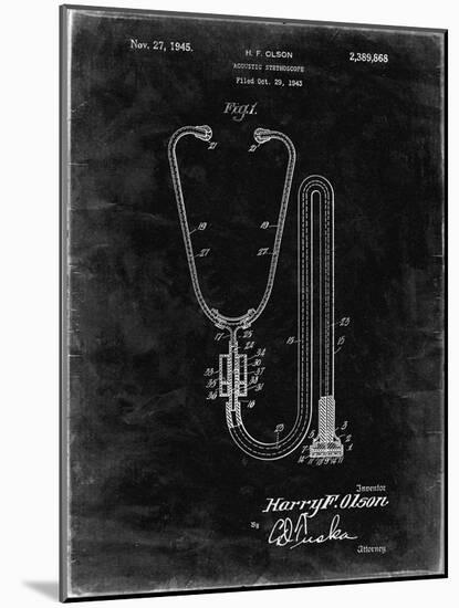 PP1066-Black Grunge Stethoscope Patent Poster-Cole Borders-Mounted Giclee Print