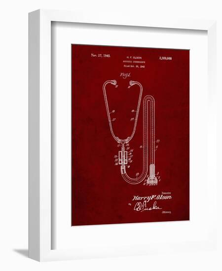 PP1066-Burgundy Stethoscope Patent Poster-Cole Borders-Framed Giclee Print