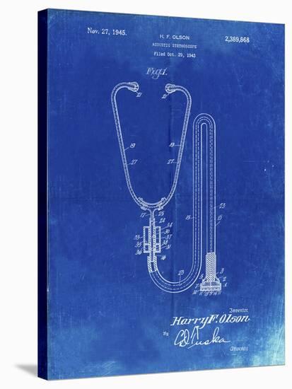 PP1066-Faded Blueprint Stethoscope Patent Poster-Cole Borders-Stretched Canvas