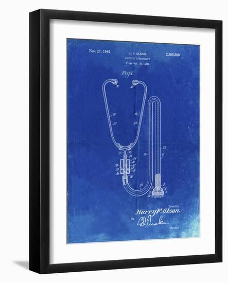 PP1066-Faded Blueprint Stethoscope Patent Poster-Cole Borders-Framed Giclee Print