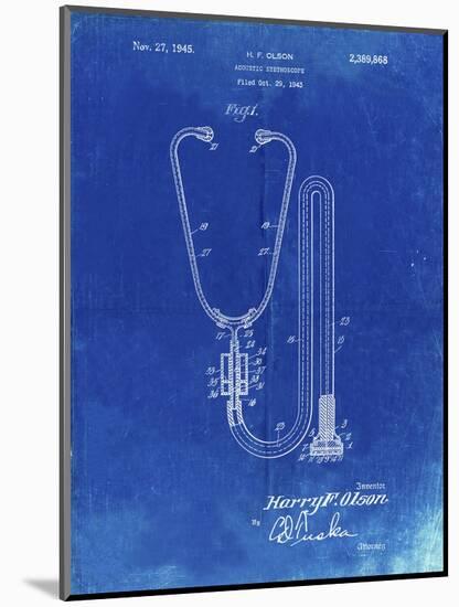 PP1066-Faded Blueprint Stethoscope Patent Poster-Cole Borders-Mounted Giclee Print