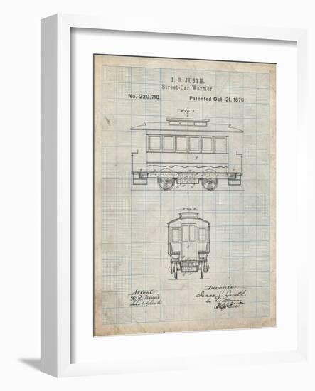 PP1069-Antique Grid Parchment Streetcar Patent Poster-Cole Borders-Framed Giclee Print