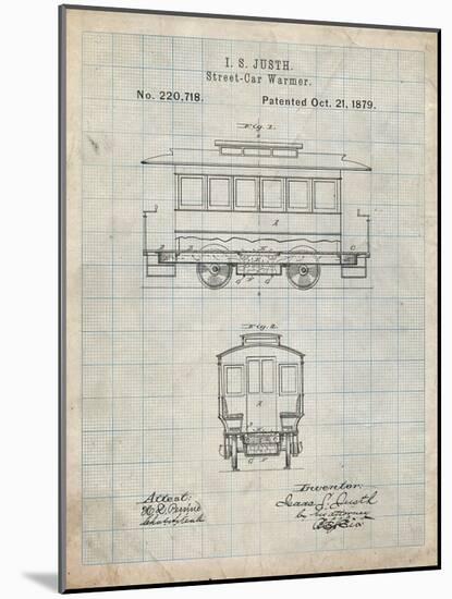 PP1069-Antique Grid Parchment Streetcar Patent Poster-Cole Borders-Mounted Giclee Print