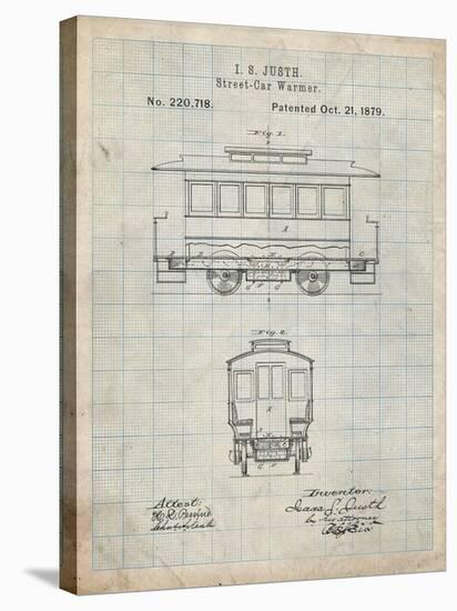 PP1069-Antique Grid Parchment Streetcar Patent Poster-Cole Borders-Stretched Canvas