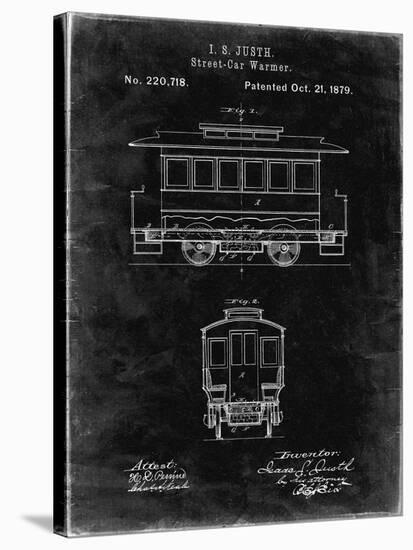 PP1069-Black Grunge Streetcar Patent Poster-Cole Borders-Stretched Canvas