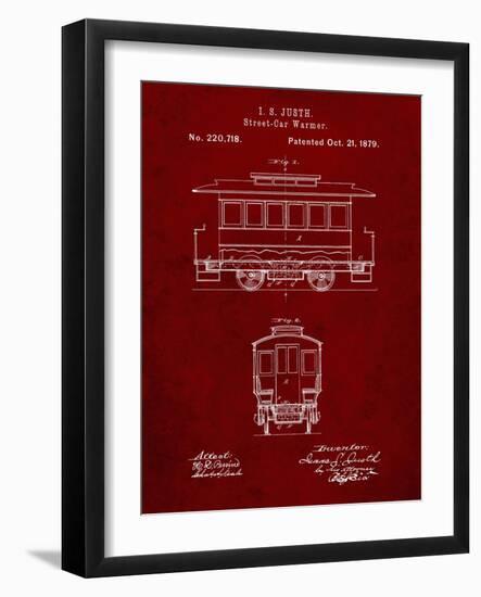 PP1069-Burgundy Streetcar Patent Poster-Cole Borders-Framed Giclee Print