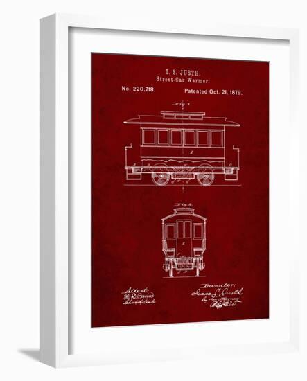 PP1069-Burgundy Streetcar Patent Poster-Cole Borders-Framed Giclee Print