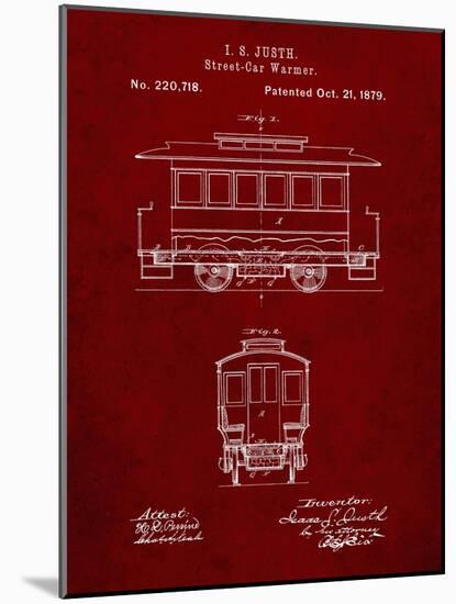 PP1069-Burgundy Streetcar Patent Poster-Cole Borders-Mounted Giclee Print