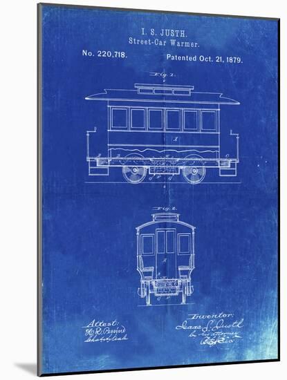 PP1069-Faded Blueprint Streetcar Patent Poster-Cole Borders-Mounted Giclee Print