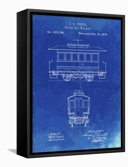 PP1069-Faded Blueprint Streetcar Patent Poster-Cole Borders-Framed Stretched Canvas