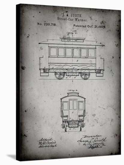 PP1069-Faded Grey Streetcar Patent Poster-Cole Borders-Stretched Canvas