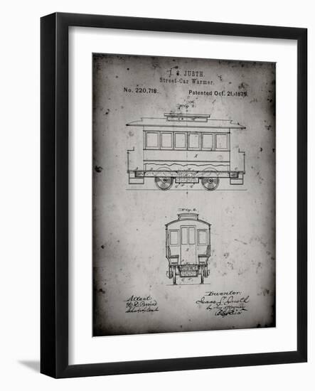 PP1069-Faded Grey Streetcar Patent Poster-Cole Borders-Framed Giclee Print