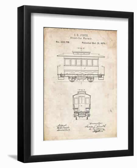 PP1069-Vintage Parchment Streetcar Patent Poster-Cole Borders-Framed Premium Giclee Print