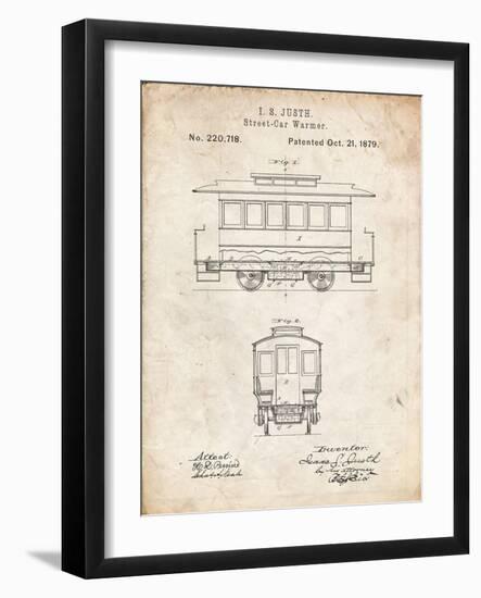 PP1069-Vintage Parchment Streetcar Patent Poster-Cole Borders-Framed Giclee Print