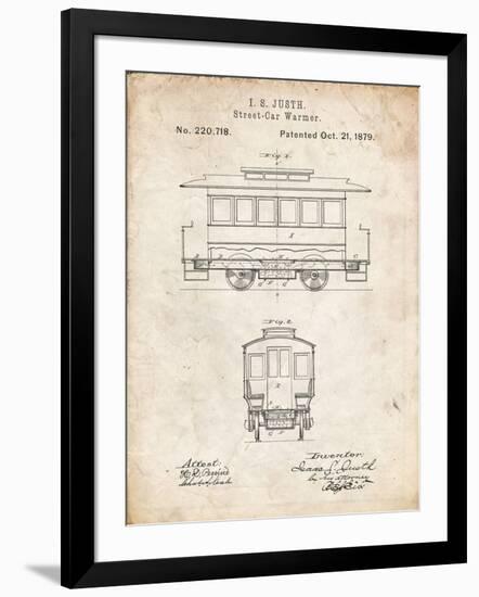 PP1069-Vintage Parchment Streetcar Patent Poster-Cole Borders-Framed Giclee Print