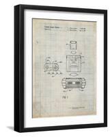 PP1072-Antique Grid Parchment Super Nintendo Console Remote and Cartridge Patent Poster-Cole Borders-Framed Giclee Print