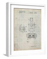 PP1072-Antique Grid Parchment Super Nintendo Console Remote and Cartridge Patent Poster-Cole Borders-Framed Giclee Print