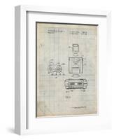 PP1072-Antique Grid Parchment Super Nintendo Console Remote and Cartridge Patent Poster-Cole Borders-Framed Giclee Print