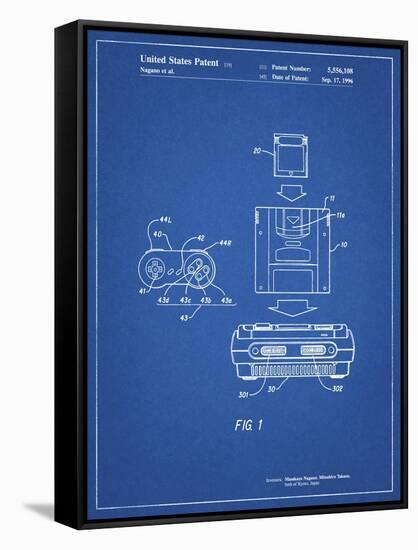 PP1072-Blueprint Super Nintendo Console Remote and Cartridge Patent Poster-Cole Borders-Framed Stretched Canvas