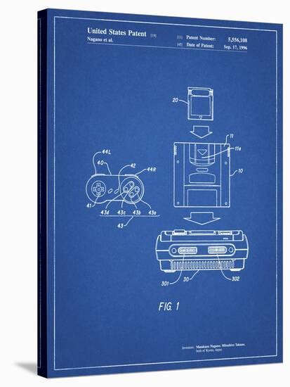 PP1072-Blueprint Super Nintendo Console Remote and Cartridge Patent Poster-Cole Borders-Stretched Canvas