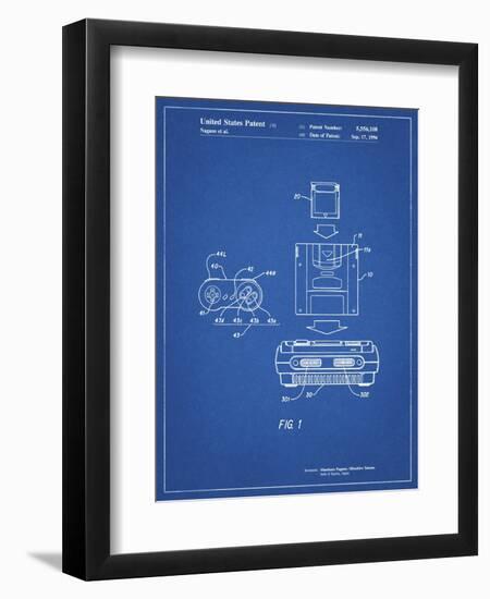 PP1072-Blueprint Super Nintendo Console Remote and Cartridge Patent Poster-Cole Borders-Framed Premium Giclee Print