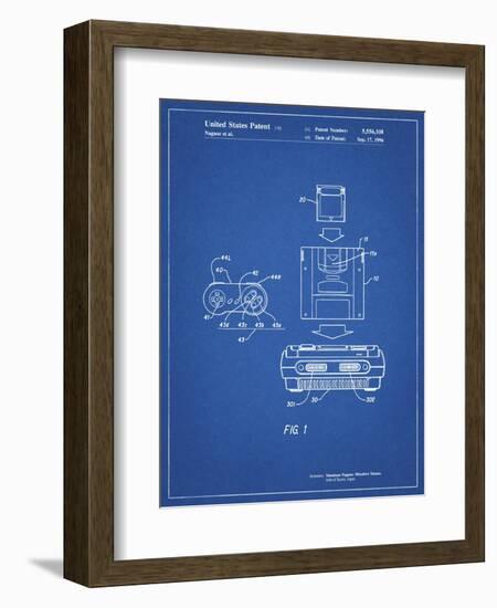 PP1072-Blueprint Super Nintendo Console Remote and Cartridge Patent Poster-Cole Borders-Framed Giclee Print