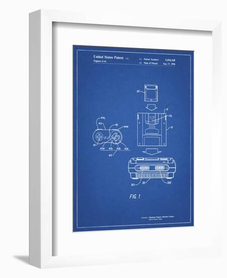 PP1072-Blueprint Super Nintendo Console Remote and Cartridge Patent Poster-Cole Borders-Framed Giclee Print