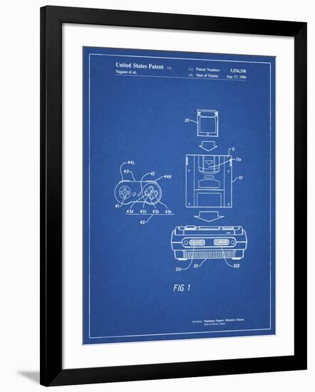 PP1072-Blueprint Super Nintendo Console Remote and Cartridge Patent Poster-Cole Borders-Framed Giclee Print