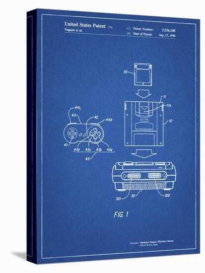 PP1072-Blueprint Super Nintendo Console Remote and Cartridge Patent Poster-Cole Borders-Stretched Canvas