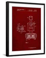 PP1072-Burgundy Super Nintendo Console Remote and Cartridge Patent Poster-Cole Borders-Framed Giclee Print