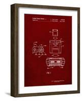 PP1072-Burgundy Super Nintendo Console Remote and Cartridge Patent Poster-Cole Borders-Framed Giclee Print