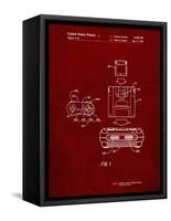 PP1072-Burgundy Super Nintendo Console Remote and Cartridge Patent Poster-Cole Borders-Framed Stretched Canvas