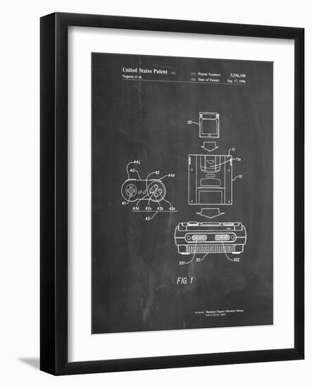 PP1072-Chalkboard Super Nintendo Console Remote and Cartridge Patent Poster-Cole Borders-Framed Giclee Print