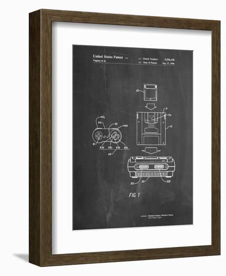 PP1072-Chalkboard Super Nintendo Console Remote and Cartridge Patent Poster-Cole Borders-Framed Giclee Print