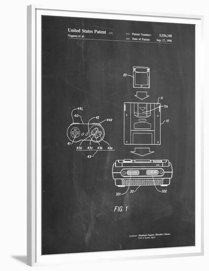 PP1072-Chalkboard Super Nintendo Console Remote and Cartridge Patent Poster-Cole Borders-Framed Premium Giclee Print