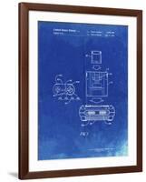 PP1072-Faded Blueprint Super Nintendo Console Remote and Cartridge Patent Poster-Cole Borders-Framed Giclee Print