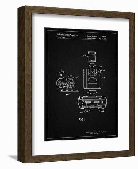 PP1072-Vintage Black Super Nintendo Console Remote and Cartridge Patent Poster-Cole Borders-Framed Giclee Print