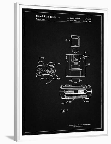 PP1072-Vintage Black Super Nintendo Console Remote and Cartridge Patent Poster-Cole Borders-Framed Premium Giclee Print