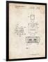 PP1072-Vintage Parchment Super Nintendo Console Remote and Cartridge Patent Poster-Cole Borders-Framed Premium Giclee Print