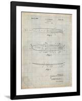 PP1073-Antique Grid Parchment Surfboard 1965 Patent Poster-Cole Borders-Framed Giclee Print