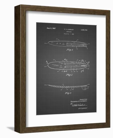 PP1073-Black Grid Surfboard 1965 Patent Poster-Cole Borders-Framed Giclee Print