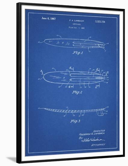 PP1073-Blueprint Surfboard 1965 Patent Poster-Cole Borders-Framed Premium Giclee Print
