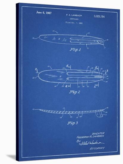 PP1073-Blueprint Surfboard 1965 Patent Poster-Cole Borders-Stretched Canvas