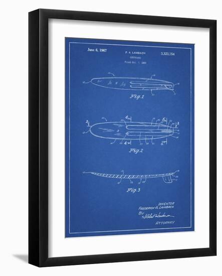 PP1073-Blueprint Surfboard 1965 Patent Poster-Cole Borders-Framed Giclee Print