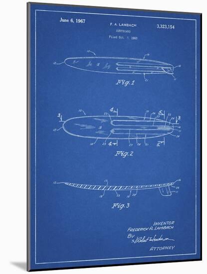PP1073-Blueprint Surfboard 1965 Patent Poster-Cole Borders-Mounted Giclee Print