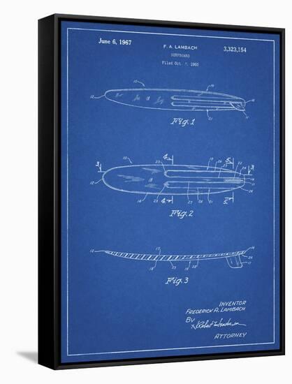 PP1073-Blueprint Surfboard 1965 Patent Poster-Cole Borders-Framed Stretched Canvas
