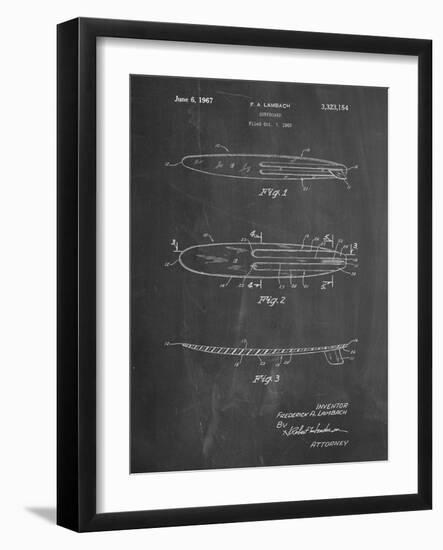 PP1073-Chalkboard Surfboard 1965 Patent Poster-Cole Borders-Framed Giclee Print