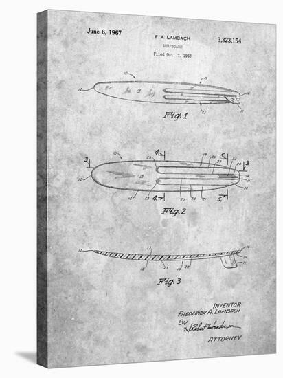 PP1073-Slate Surfboard 1965 Patent Poster-Cole Borders-Stretched Canvas