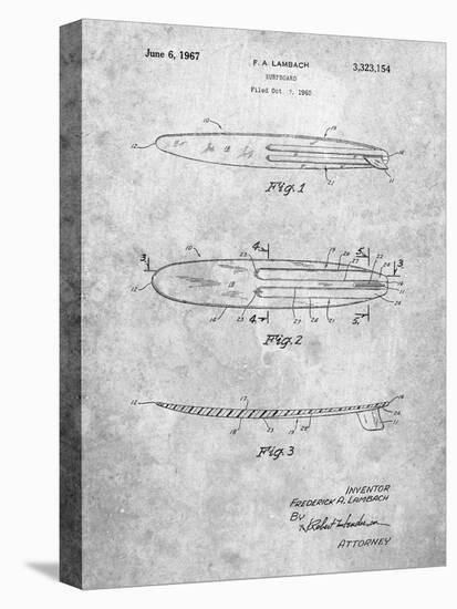 PP1073-Slate Surfboard 1965 Patent Poster-Cole Borders-Stretched Canvas